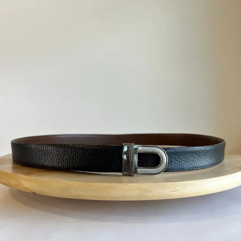 Vintage 90s Black & Brown Reversible Leather Belt Size Large